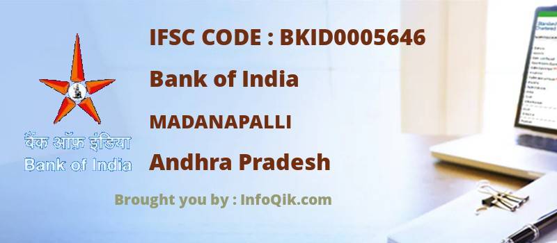 Bank of India Madanapalli, Andhra Pradesh - IFSC Code