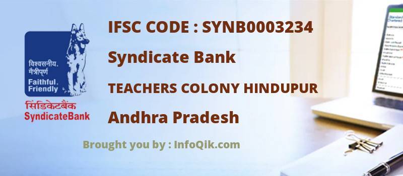 Syndicate Bank Teachers Colony Hindupur, Andhra Pradesh - IFSC Code