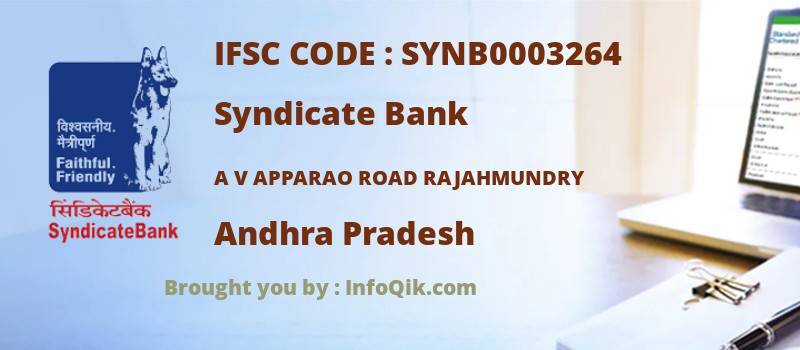 Syndicate Bank A V Apparao Road Rajahmundry, Andhra Pradesh - IFSC Code