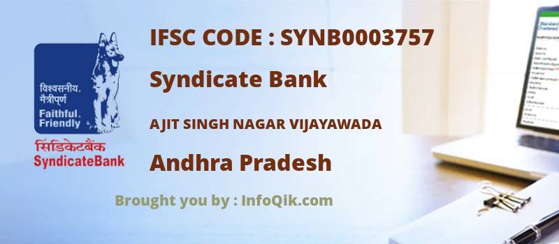Syndicate Bank Ajit Singh Nagar Vijayawada, Andhra Pradesh - IFSC Code