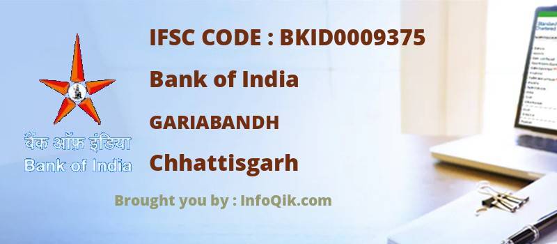 Bank of India Gariabandh, Chhattisgarh - IFSC Code