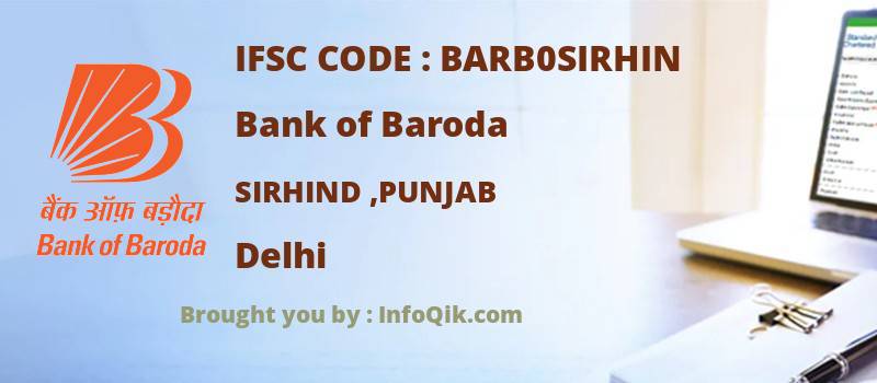 Bank of Baroda Sirhind ,punjab, Delhi - IFSC Code