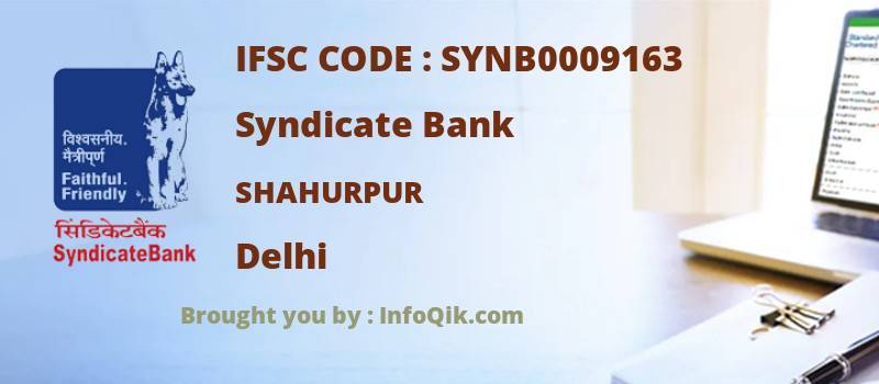 Syndicate Bank Shahurpur, Delhi - IFSC Code