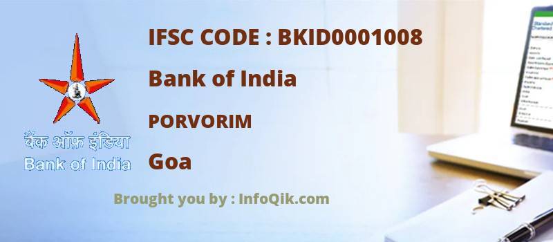 Bank of India Porvorim, Goa - IFSC Code