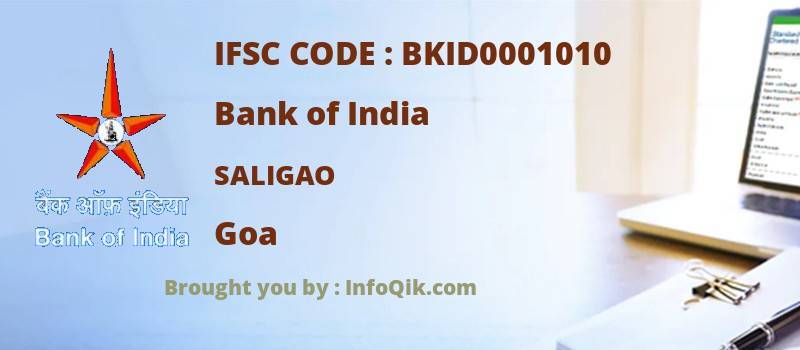 Bank of India Saligao, Goa - IFSC Code