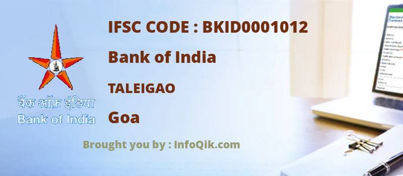 Bank of India Taleigao, Goa - IFSC Code