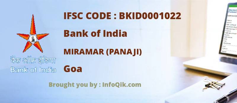 Bank of India Miramar (panaji), Goa - IFSC Code