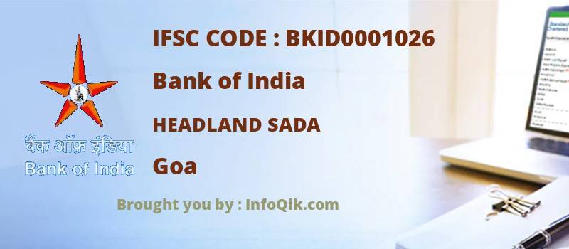 Bank of India Headland Sada, Goa - IFSC Code