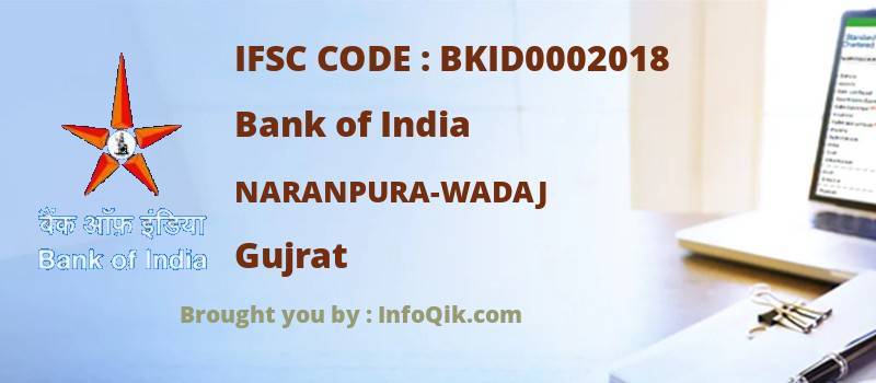 Bank of India Naranpura-wadaj, Gujrat - IFSC Code