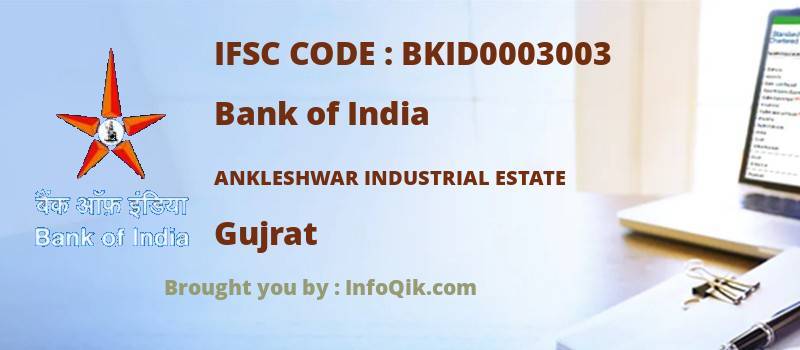 Bank of India Ankleshwar Industrial Estate, Gujrat - IFSC Code