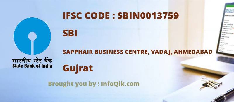 SBI Sapphair Business Centre, Vadaj, Ahmedabad, Gujrat - IFSC Code