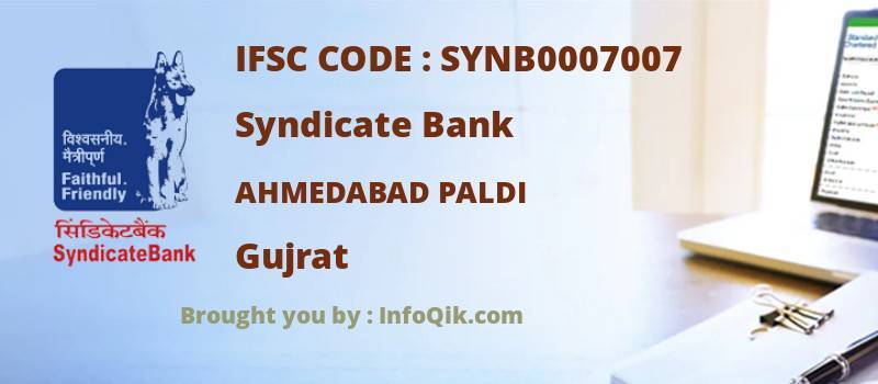 Syndicate Bank Ahmedabad Paldi, Gujrat - IFSC Code