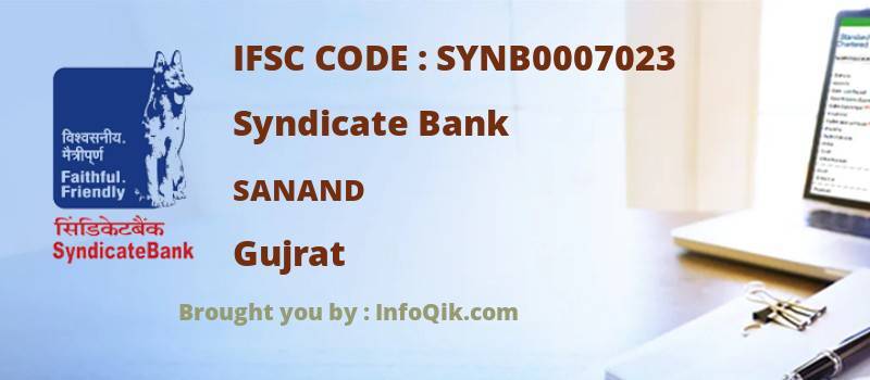 Syndicate Bank Sanand, Gujrat - IFSC Code