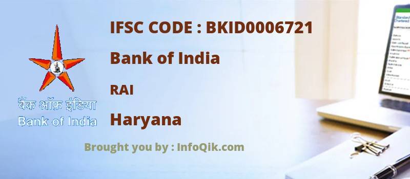 Bank of India Rai, Haryana - IFSC Code