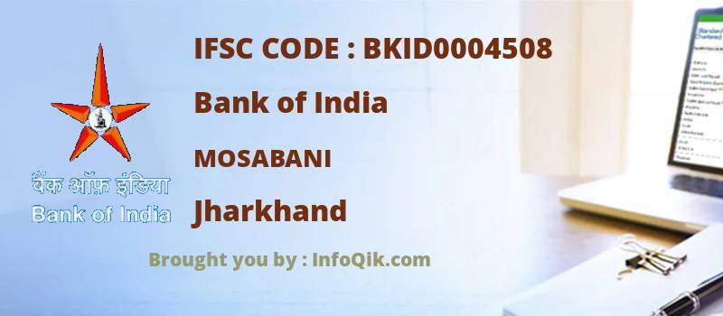 Bank of India Mosabani, Jharkhand - IFSC Code