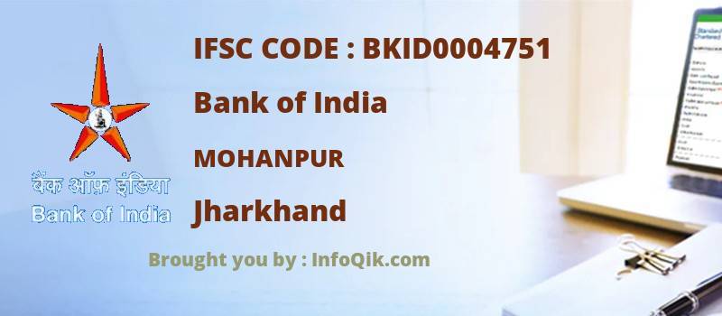 Bank of India Mohanpur, Jharkhand - IFSC Code