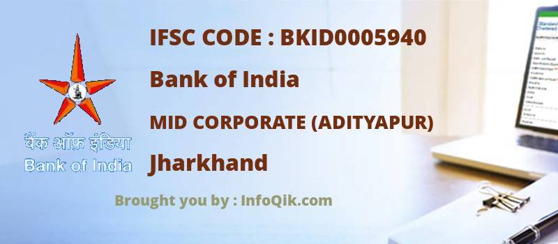 Bank of India Mid Corporate (adityapur), Jharkhand - IFSC Code