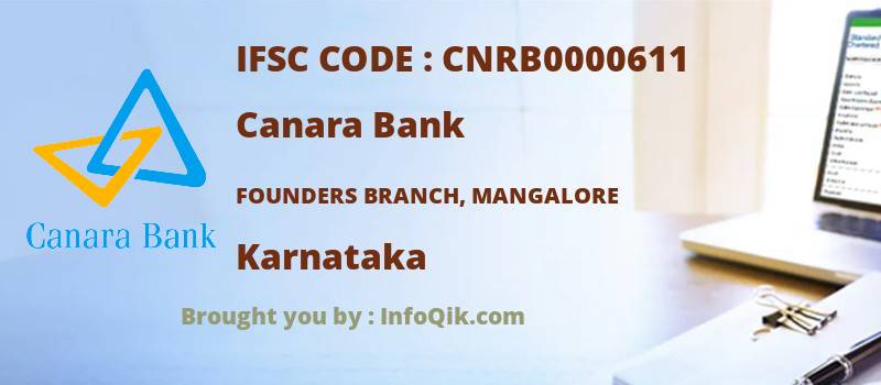 Canara Bank Founders Branch, Mangalore, Karnataka - IFSC Code