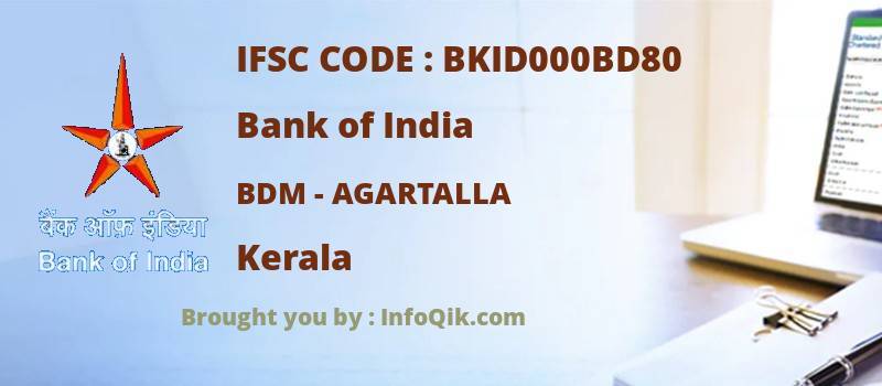 Bank of India Bdm - Agartalla, Kerala - IFSC Code