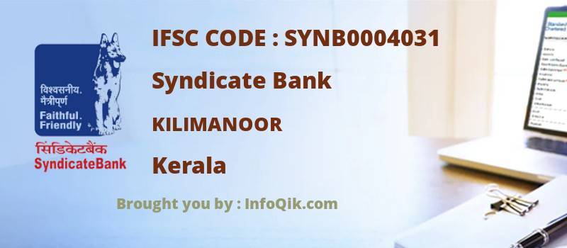 Syndicate Bank Kilimanoor, Kerala - IFSC Code