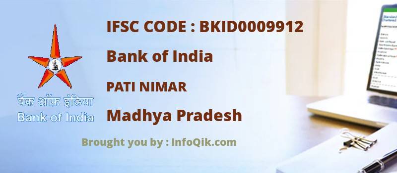 Bank of India Pati Nimar, Madhya Pradesh - IFSC Code