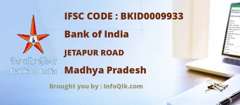 Bank of India Jetapur Road, Madhya Pradesh - IFSC Code