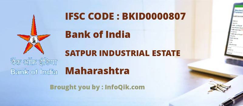 Bank of India Satpur Industrial Estate, Maharashtra - IFSC Code