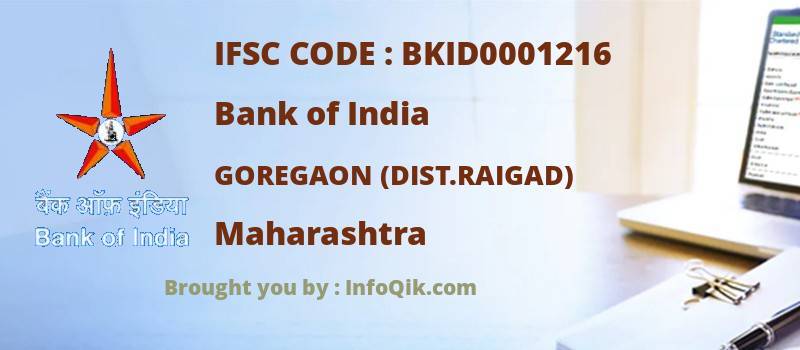 Bank of India Goregaon (dist.raigad), Maharashtra - IFSC Code