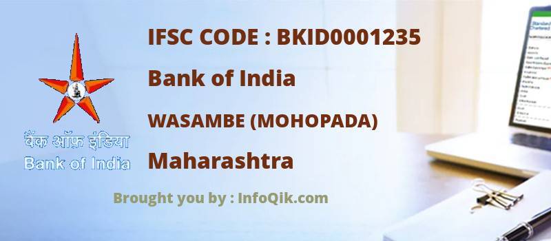 Bank of India Wasambe (mohopada), Maharashtra - IFSC Code