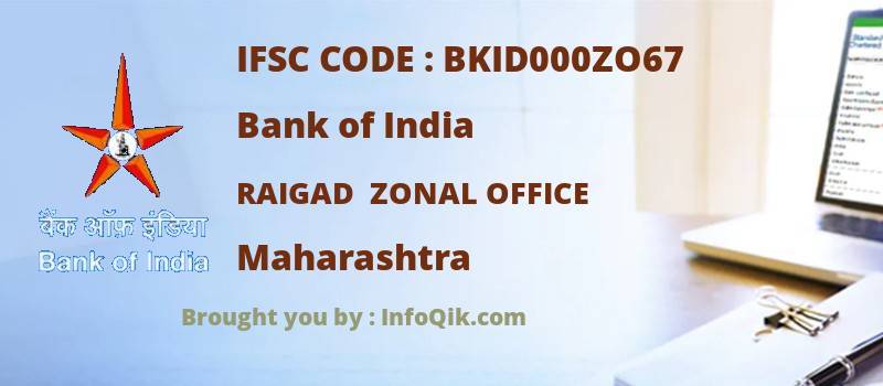 Bank of India Raigad  Zonal Office, Maharashtra - IFSC Code