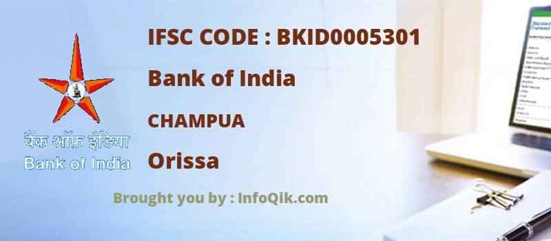 Bank of India Champua, Orissa - IFSC Code