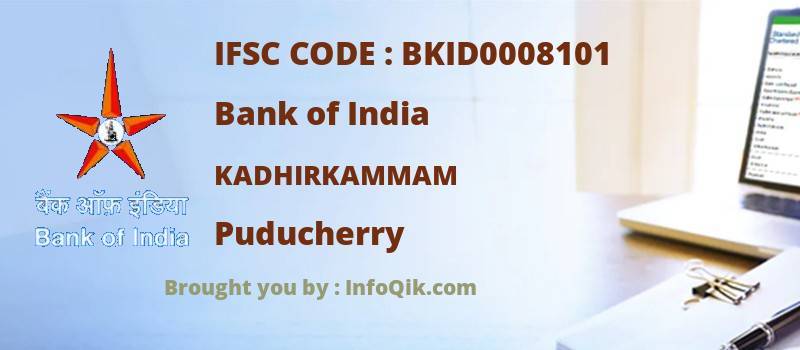 Bank of India Kadhirkammam, Puducherry - IFSC Code