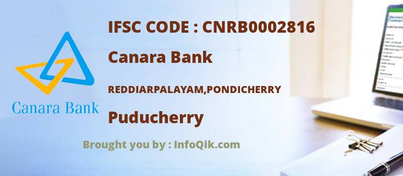 Canara Bank Reddiarpalayam,pondicherry, Puducherry - IFSC Code