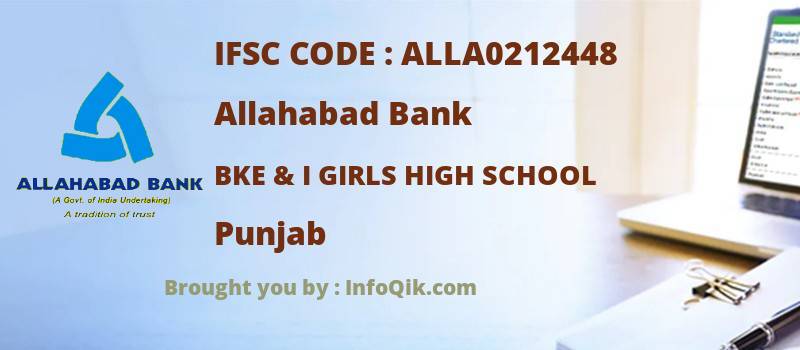 Allahabad Bank Bke & I Girls High School, Punjab - IFSC Code