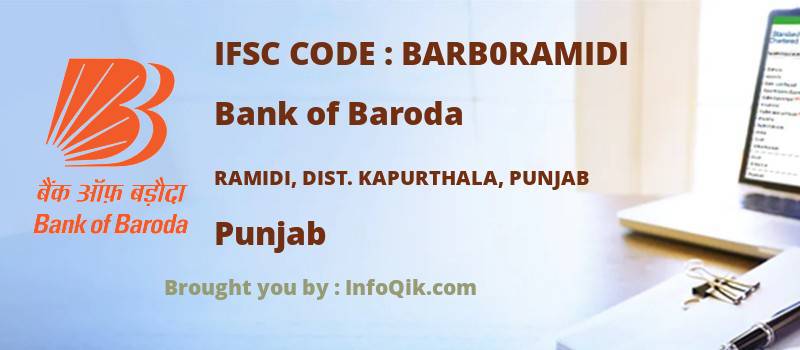 Bank of Baroda Ramidi, Dist. Kapurthala, Punjab, Punjab - IFSC Code