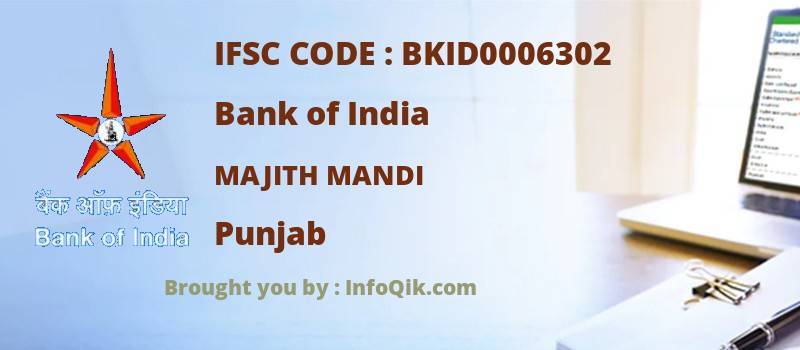 Bank of India Majith Mandi, Punjab - IFSC Code