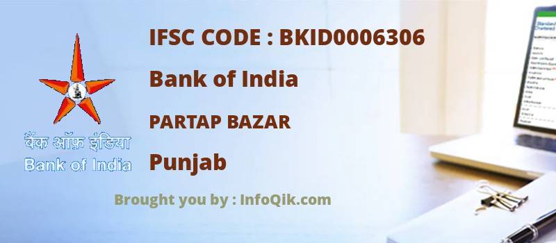 Bank of India Partap Bazar, Punjab - IFSC Code