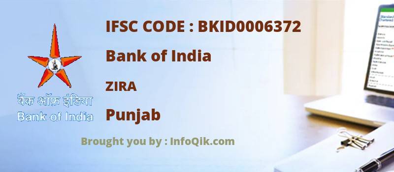 Bank of India Zira, Punjab - IFSC Code