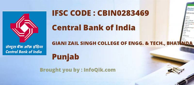 Central Bank of India Giani Zail Singh College Of Engg. & Tech., Bhatinda, Punjab - IFSC Code