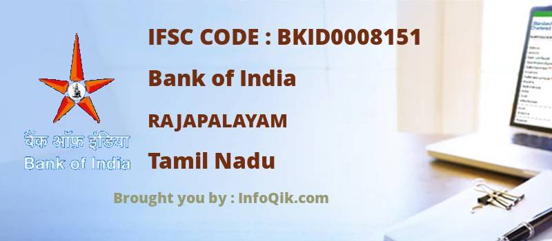 Bank of India Rajapalayam, Tamil Nadu - IFSC Code