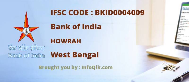 Bank of India Howrah, West Bengal - IFSC Code